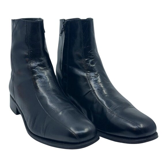 VTG. Florsheim Men Imperial Duke Boots Black Leather Zip Up Ankle Boots Size 11D - Picture 1 of 12